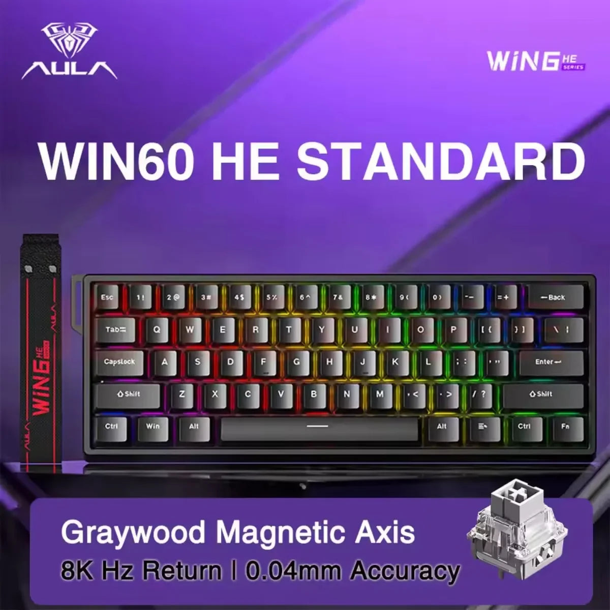 AULA WIN60/68HE Keyboard Magnetic Switch Wired Gaming Mechanical Keyboard RGB Gasket Structure Hot Swap Gaming Accessories