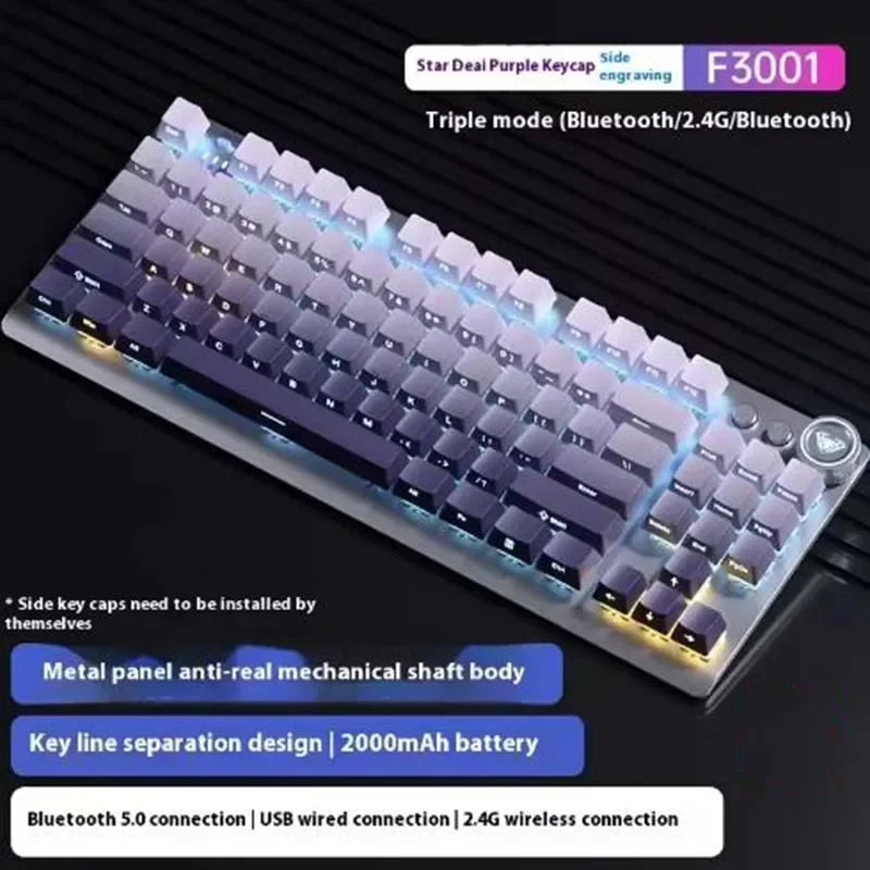 AULA F3001 Wireless Keyboard Esports Bluetooth Wired 87Key Backlight Gaming Keyboard Accessories for Windows/Mac/IOS/Android