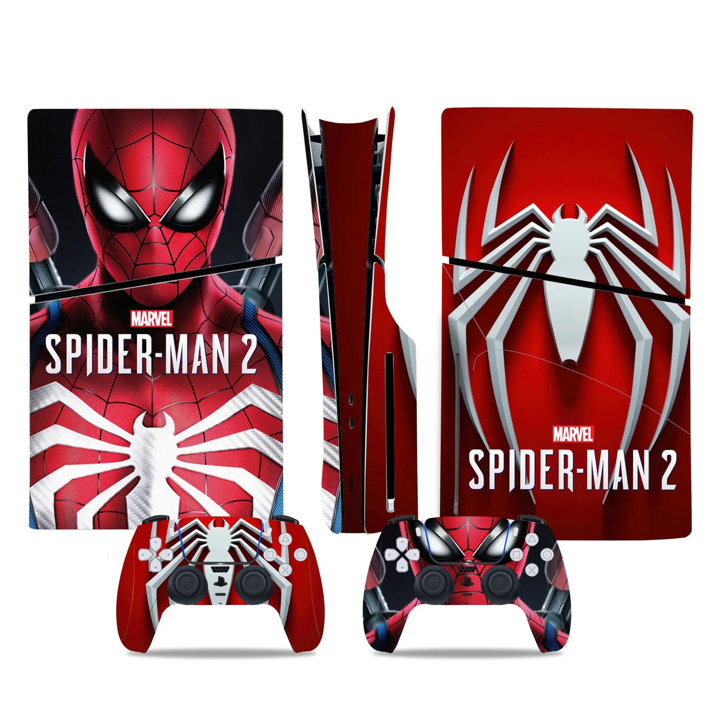 Marvel Spiderman Skin Sticker Decal Cover for PS5 Slim Playstation 5 Slim Disc Console Controllers Anti-Scratch Cover Protective