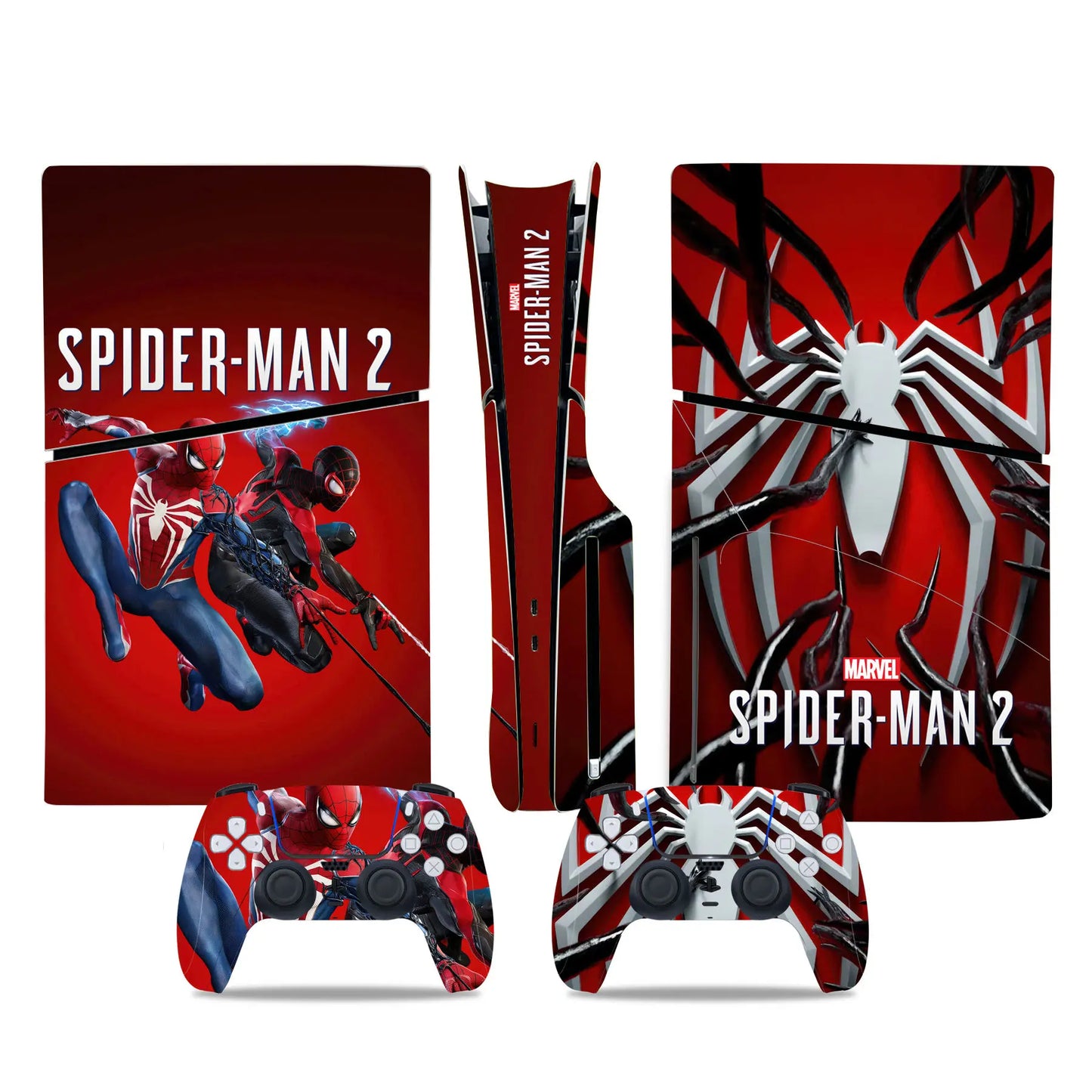 Marvel Spiderman Skin Sticker Decal Cover for PS5 Slim Playstation 5 Slim Disc Console Controllers Anti-Scratch Cover Protective