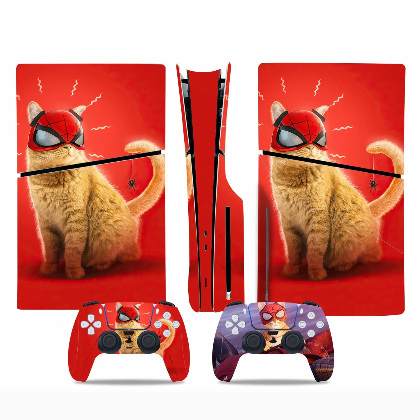 Marvel Spiderman Skin Sticker Decal Cover for PS5 Slim Playstation 5 Slim Disc Console Controllers Anti-Scratch Cover Protective