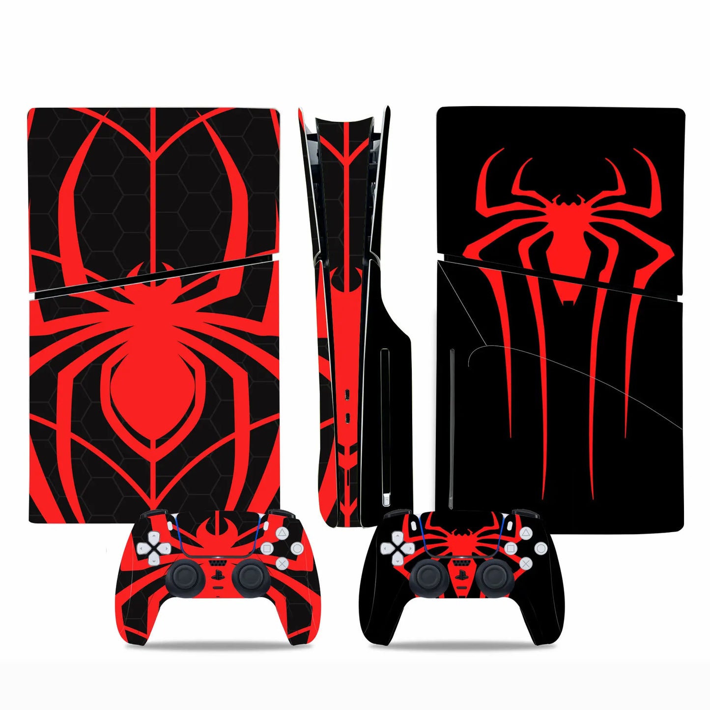 Marvel Spiderman Skin Sticker Decal Cover for PS5 Slim Playstation 5 Slim Disc Console Controllers Anti-Scratch Cover Protective