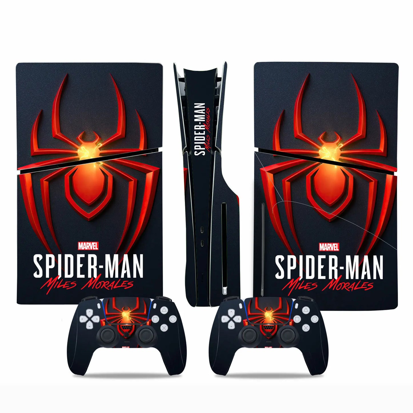 Marvel Spiderman Skin Sticker Decal Cover for PS5 Slim Playstation 5 Slim Disc Console Controllers Anti-Scratch Cover Protective