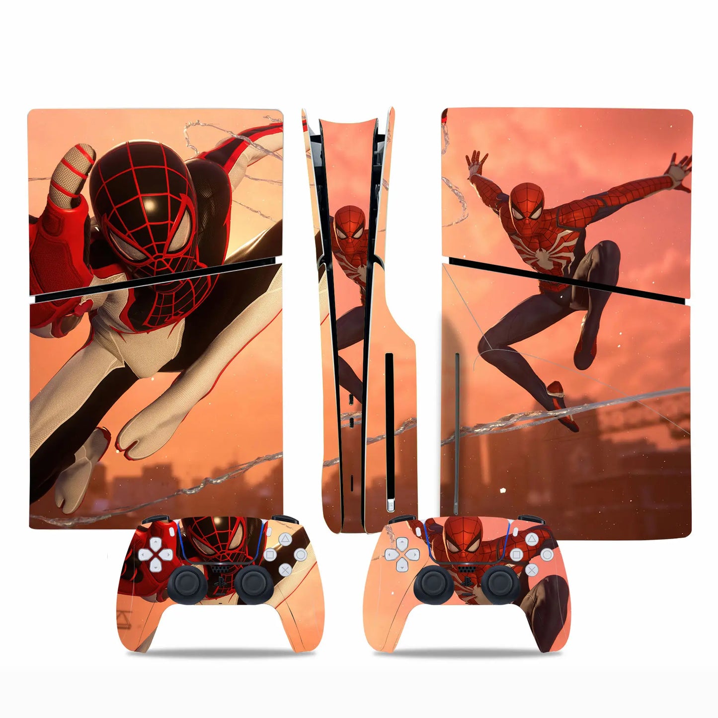 Marvel Spiderman Skin Sticker Decal Cover for PS5 Slim Playstation 5 Slim Disc Console Controllers Anti-Scratch Cover Protective
