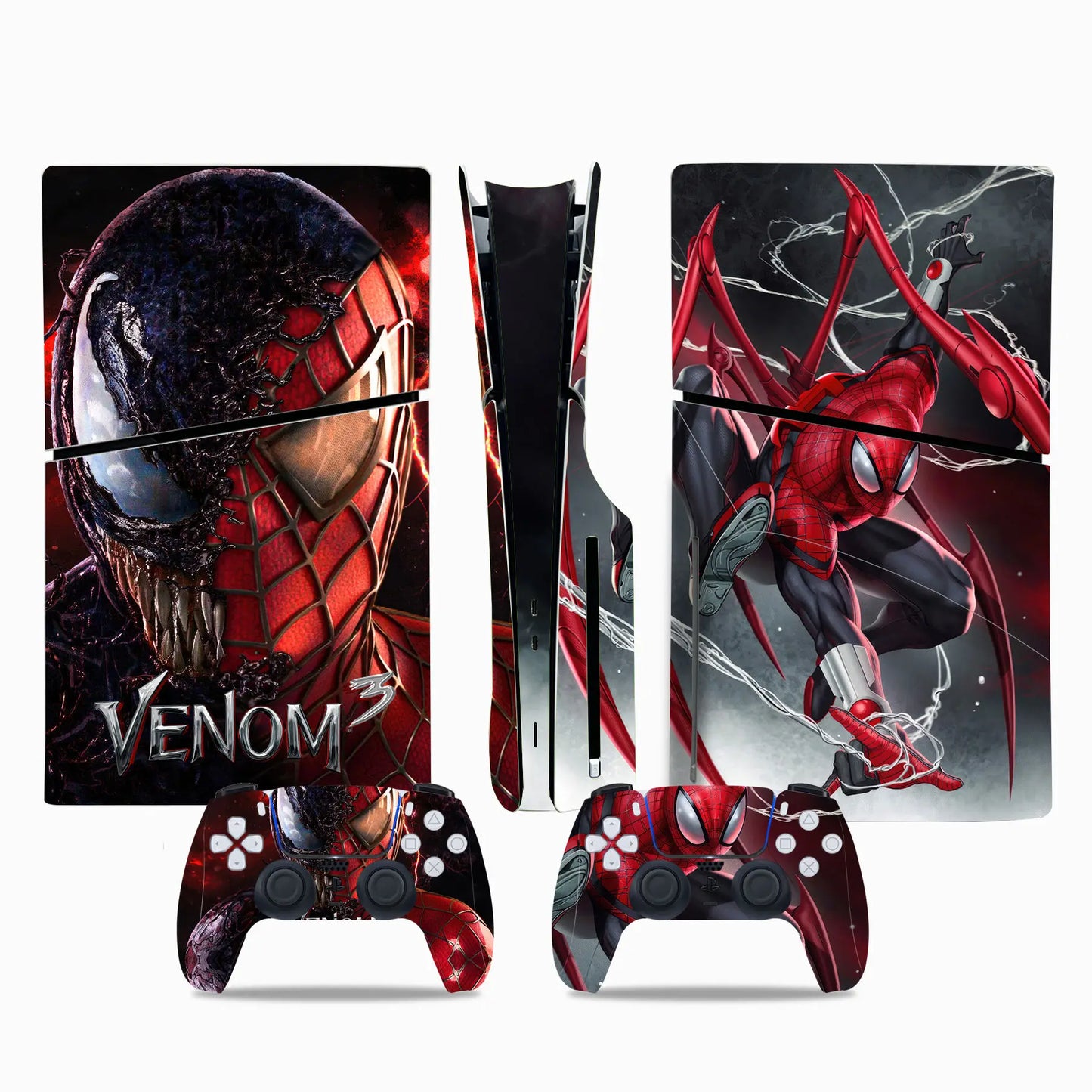 Marvel Spiderman Skin Sticker Decal Cover for PS5 Slim Playstation 5 Slim Disc Console Controllers Anti-Scratch Cover Protective