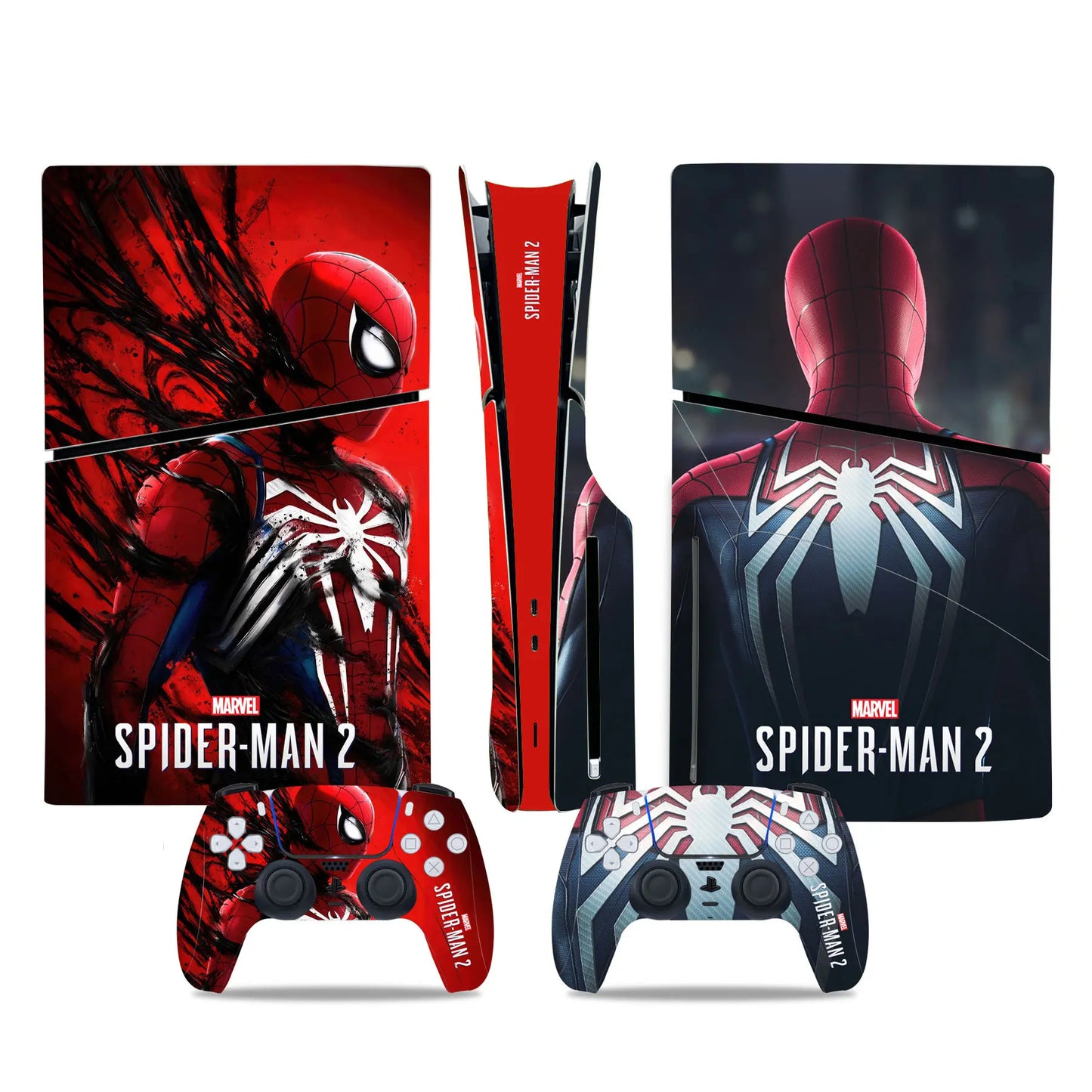 Marvel Spiderman Skin Sticker Decal Cover for PS5 Slim Playstation 5 Slim Disc Console Controllers Anti-Scratch Cover Protective