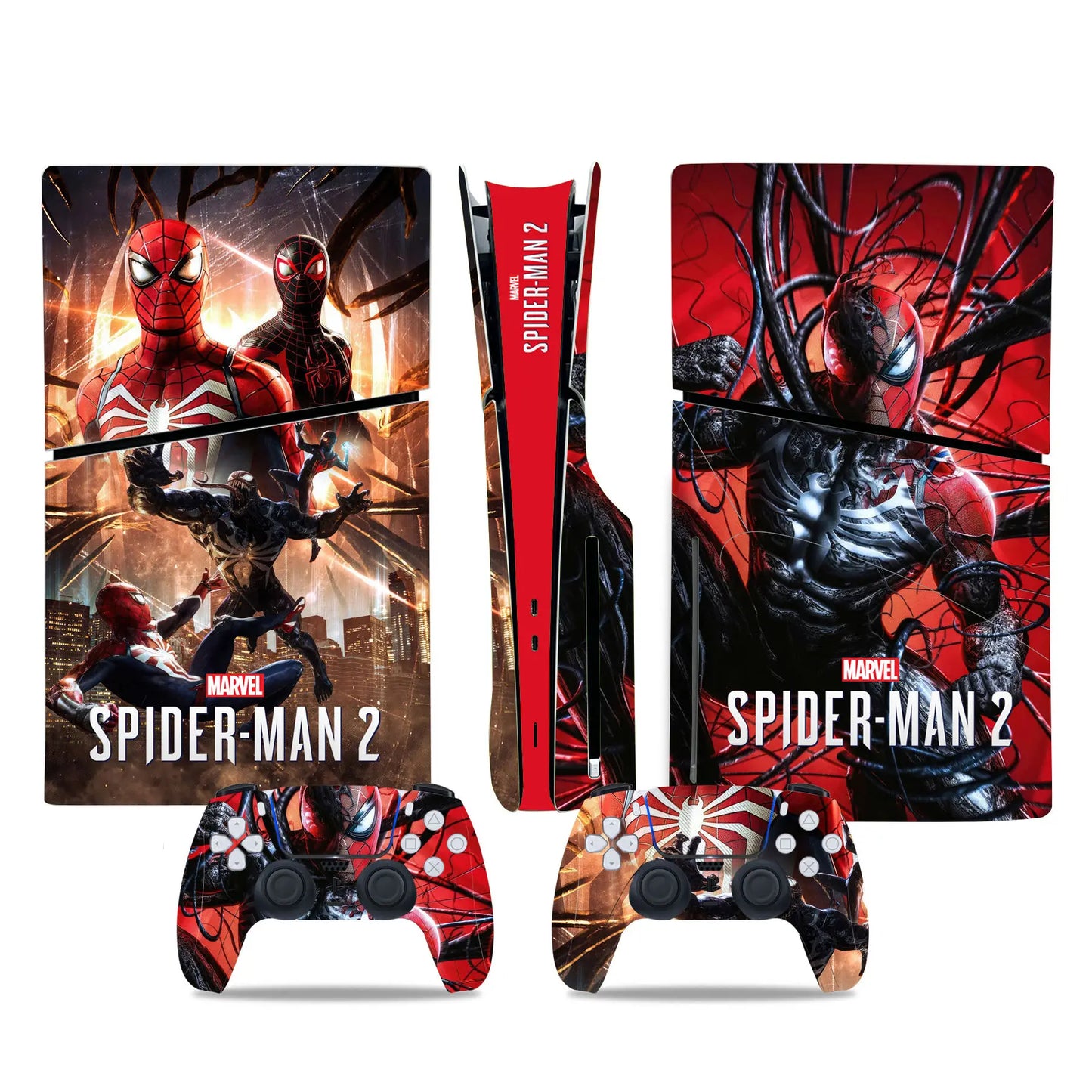 Marvel Spiderman Skin Sticker Decal Cover for PS5 Slim Playstation 5 Slim Disc Console Controllers Anti-Scratch Cover Protective