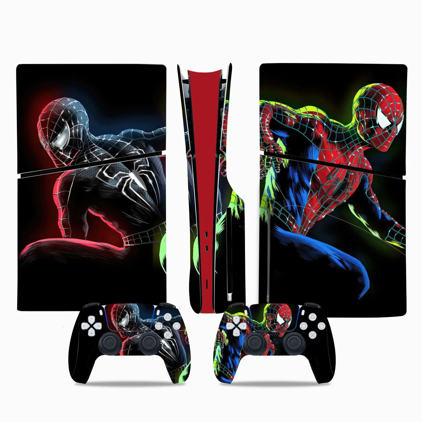 Marvel Spiderman Skin Sticker Decal Cover for PS5 Slim Playstation 5 Slim Disc Console Controllers Anti-Scratch Cover Protective
