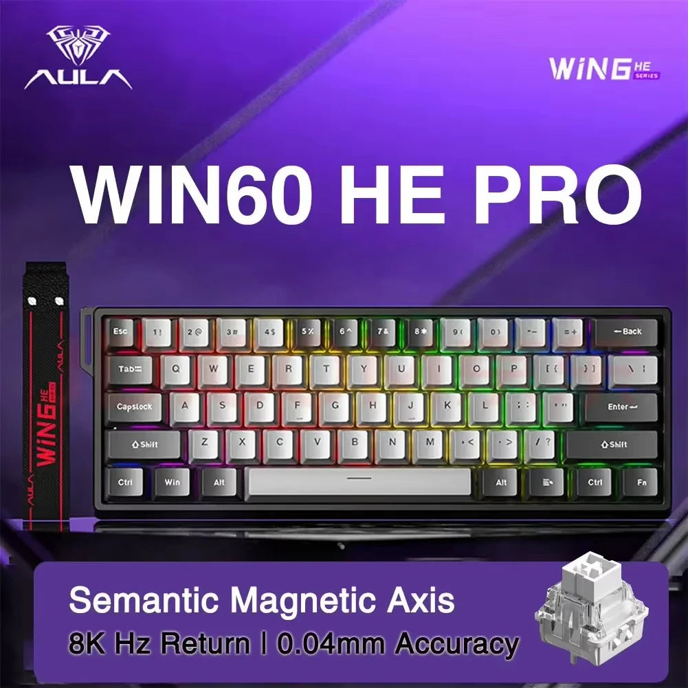 AULA WIN60/68HE Keyboard Magnetic Switch Wired Gaming Mechanical Keyboard RGB Gasket Structure Hot Swap Gaming Accessories