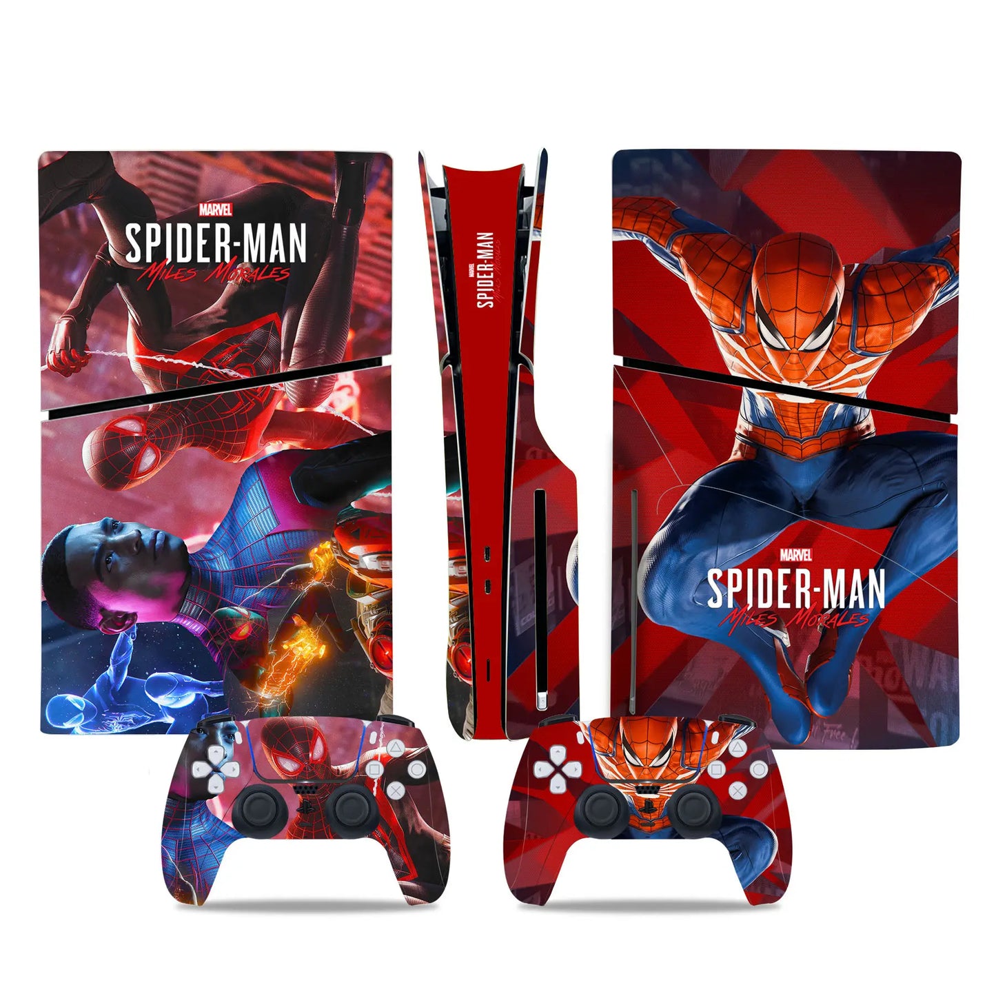Marvel Spiderman Skin Sticker Decal Cover for PS5 Slim Playstation 5 Slim Disc Console Controllers Anti-Scratch Cover Protective