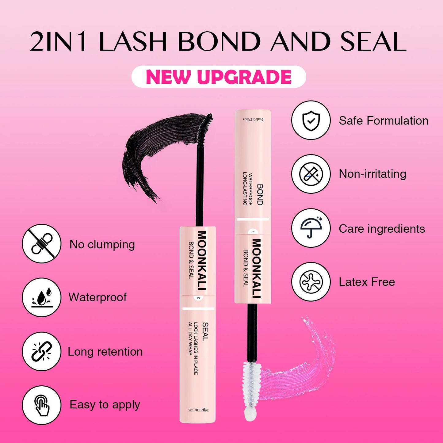 MOONKALI DIY Lash Extension Kit – Mixed Cluster Lashes (8–18mm) with Bond, Seal & Applicator
