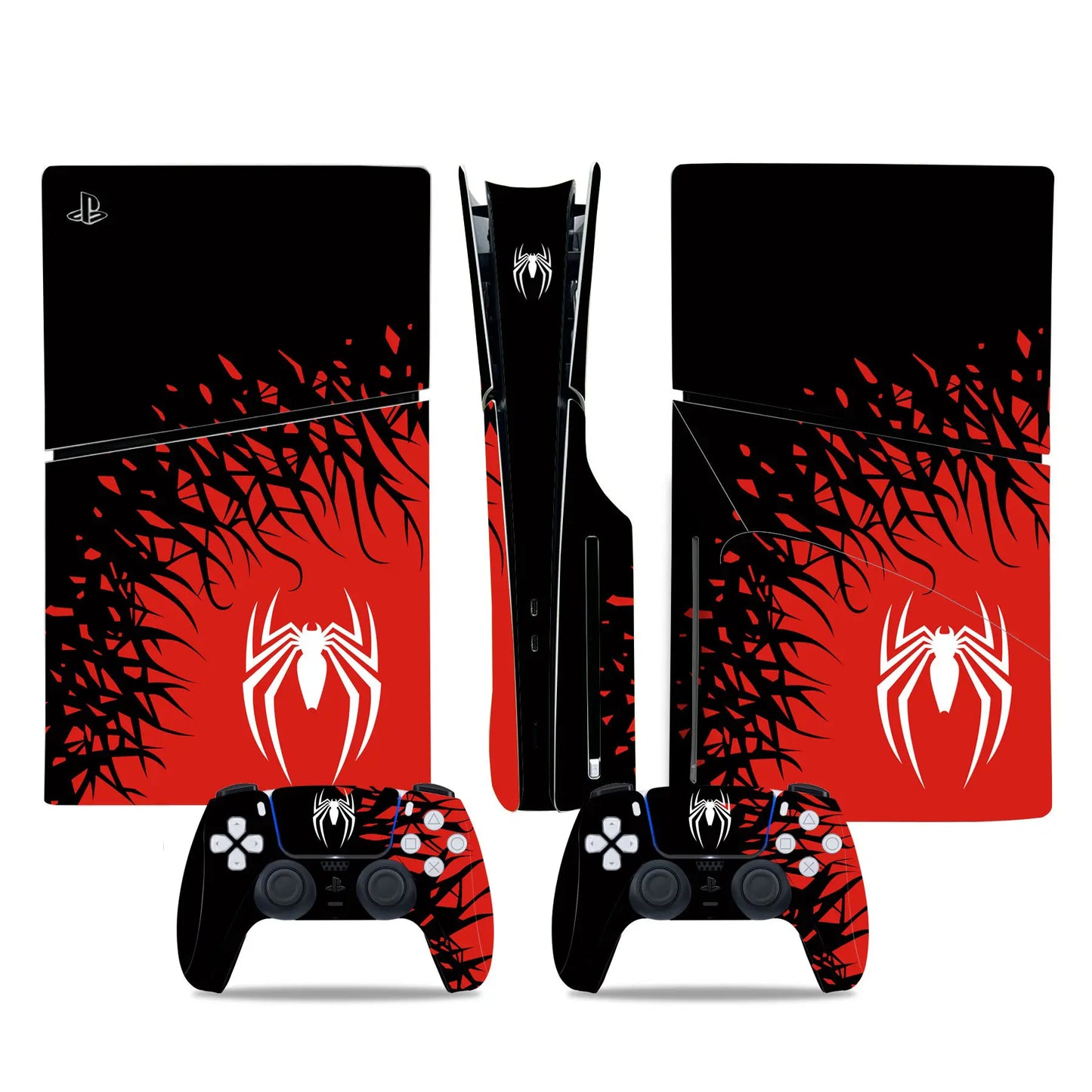Marvel Spiderman Skin Sticker Decal Cover for PS5 Slim Playstation 5 Slim Disc Console Controllers Anti-Scratch Cover Protective