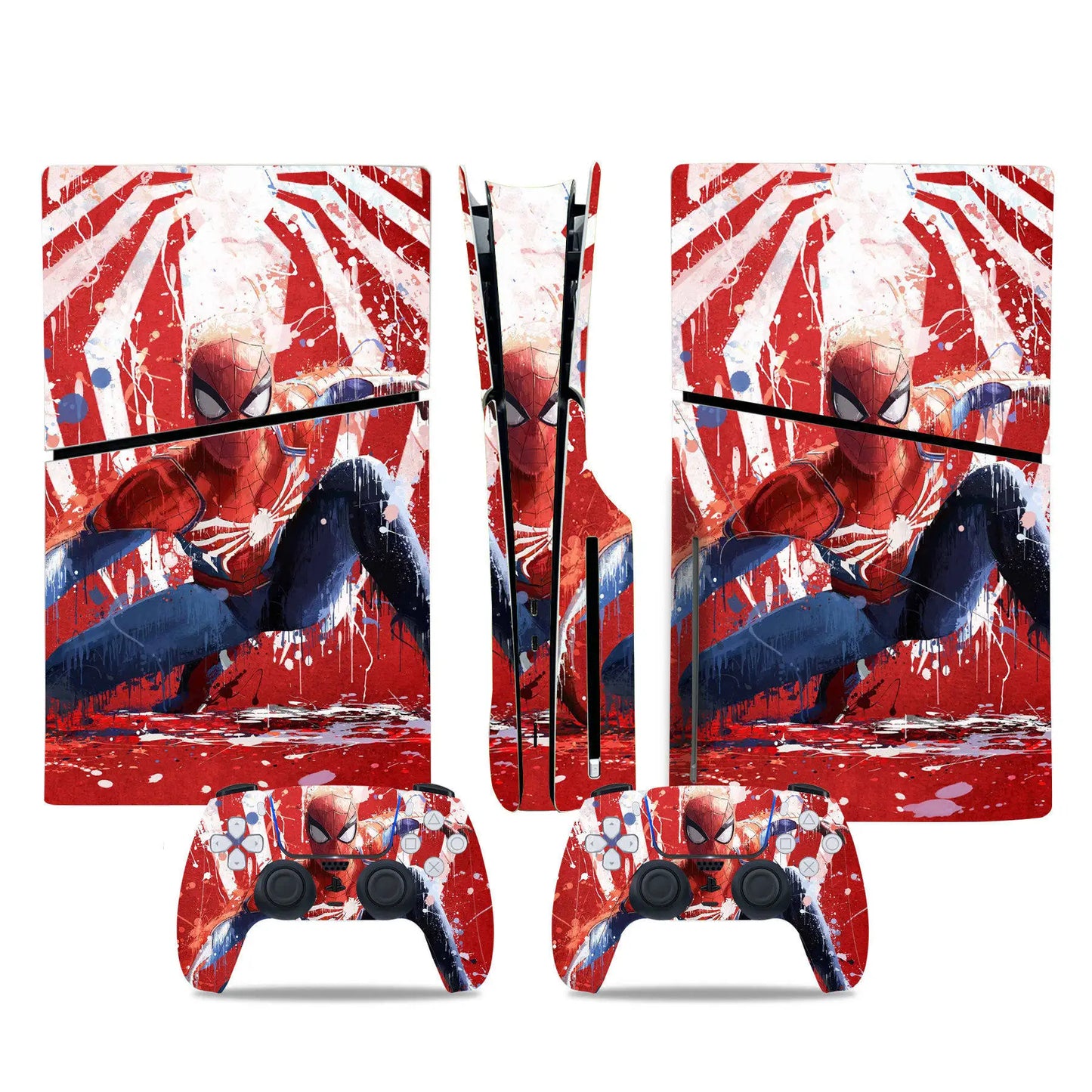 Marvel Spiderman Skin Sticker Decal Cover for PS5 Slim Playstation 5 Slim Disc Console Controllers Anti-Scratch Cover Protective