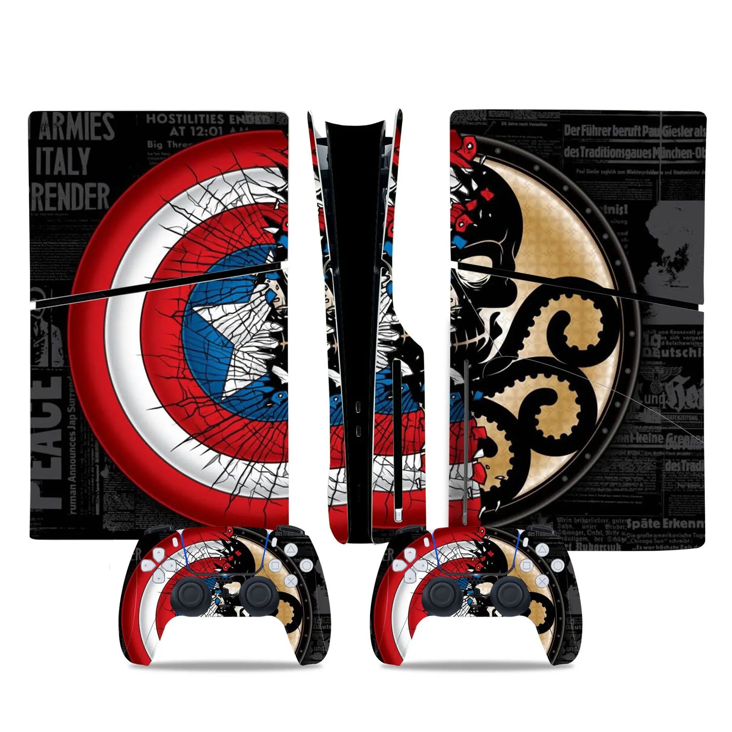 Marvel Spiderman Skin Sticker Decal Cover for PS5 Slim Playstation 5 Slim Disc Console Controllers Anti-Scratch Cover Protective