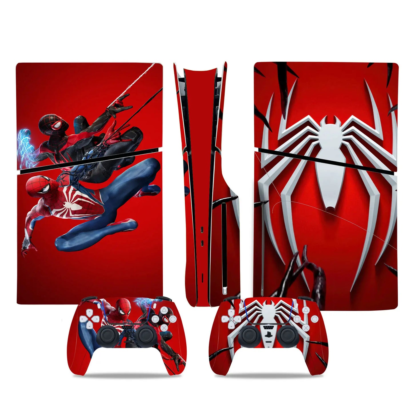 Marvel Spiderman Skin Sticker Decal Cover for PS5 Slim Playstation 5 Slim Disc Console Controllers Anti-Scratch Cover Protective