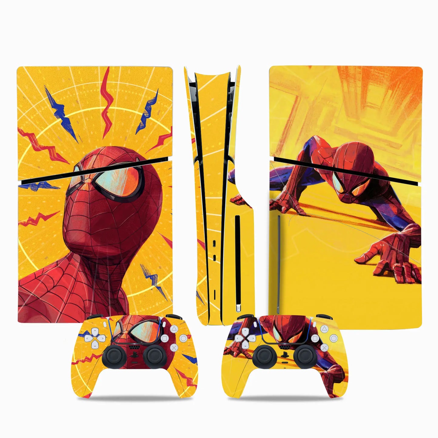 Marvel Spiderman Skin Sticker Decal Cover for PS5 Slim Playstation 5 Slim Disc Console Controllers Anti-Scratch Cover Protective