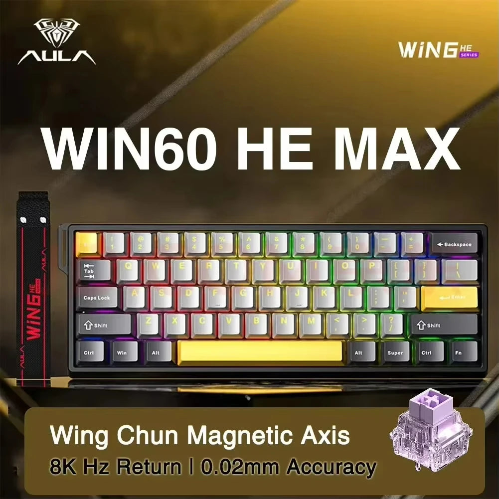 AULA WIN60/68HE Keyboard Magnetic Switch Wired Gaming Mechanical Keyboard RGB Gasket Structure Hot Swap Gaming Accessories