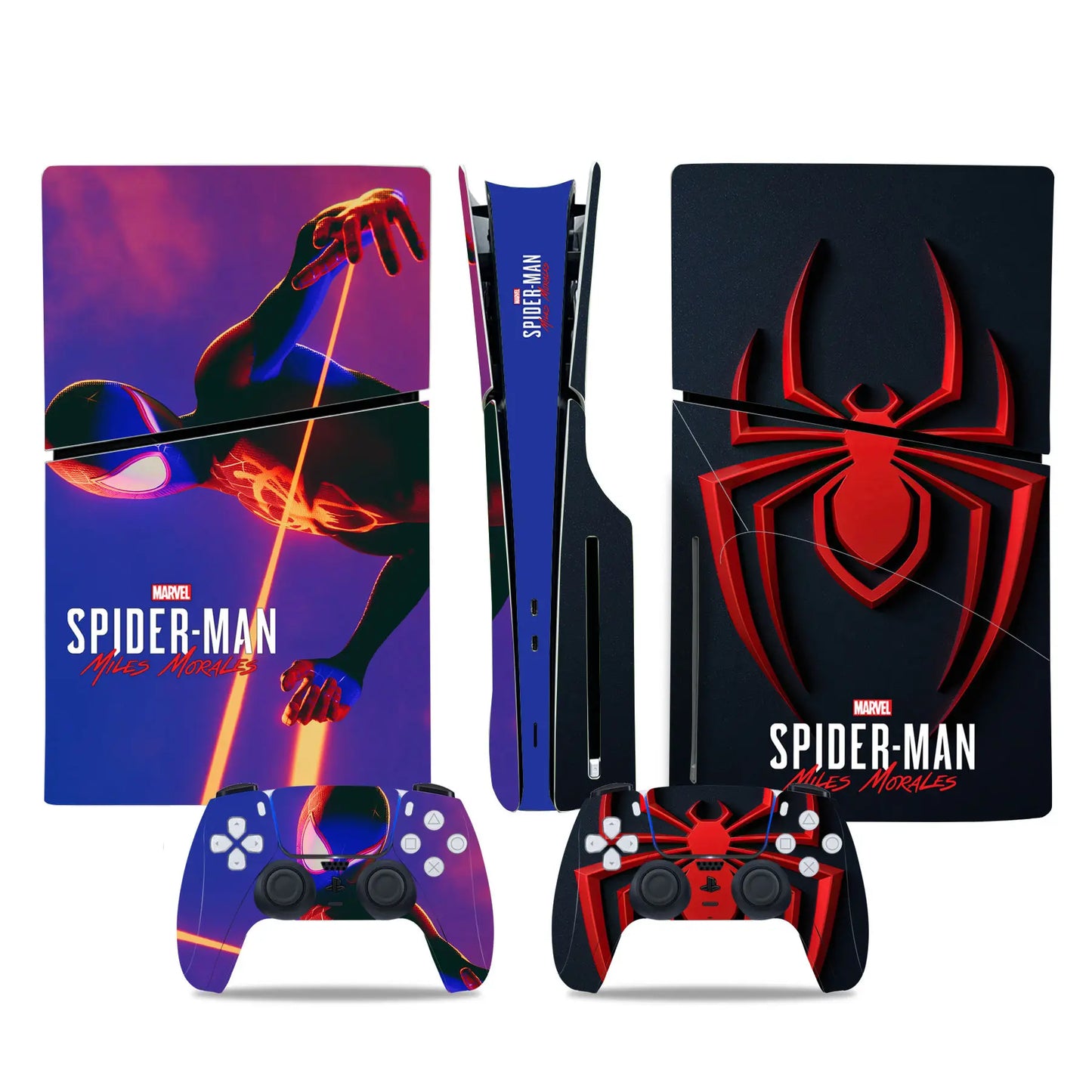 Marvel Spiderman Skin Sticker Decal Cover for PS5 Slim Playstation 5 Slim Disc Console Controllers Anti-Scratch Cover Protective