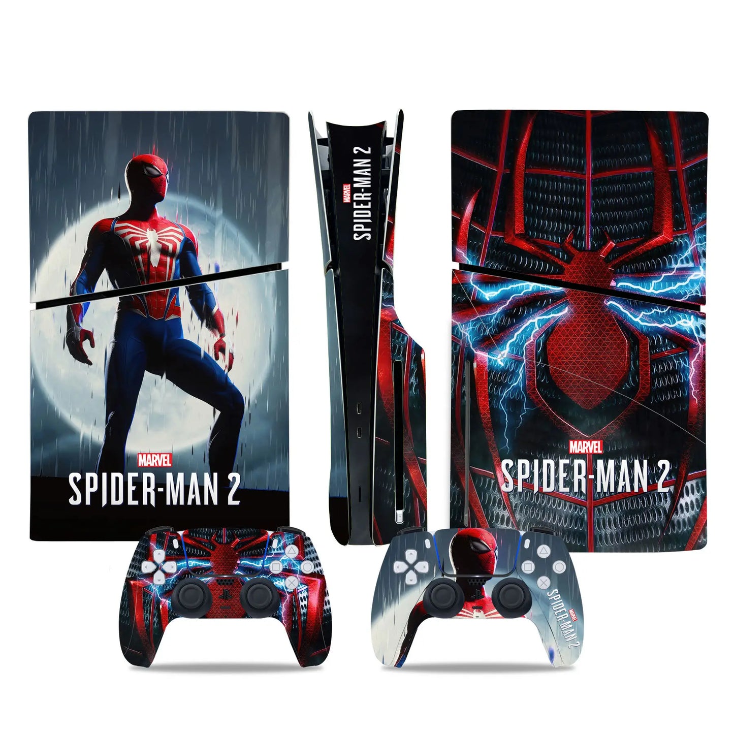 Marvel Spiderman Skin Sticker Decal Cover for PS5 Slim Playstation 5 Slim Disc Console Controllers Anti-Scratch Cover Protective