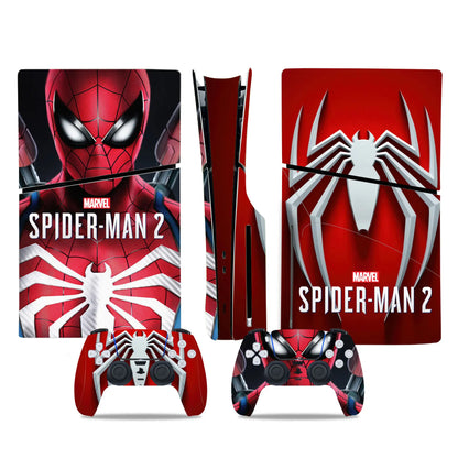 Marvel Spiderman Skin Sticker Decal Cover for PS5 Slim Playstation 5 Slim Disc Console Controllers Anti-Scratch Cover Protective