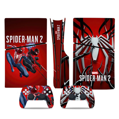 Marvel Spiderman Skin Sticker Decal Cover for PS5 Slim Playstation 5 Slim Disc Console Controllers Anti-Scratch Cover Protective