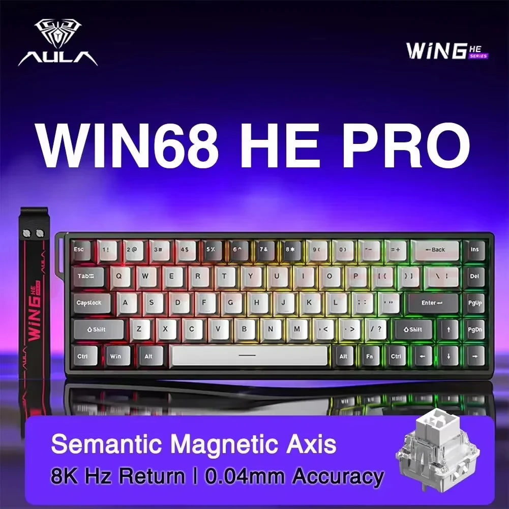 AULA WIN60/68HE Keyboard Magnetic Switch Wired Gaming Mechanical Keyboard RGB Gasket Structure Hot Swap Gaming Accessories