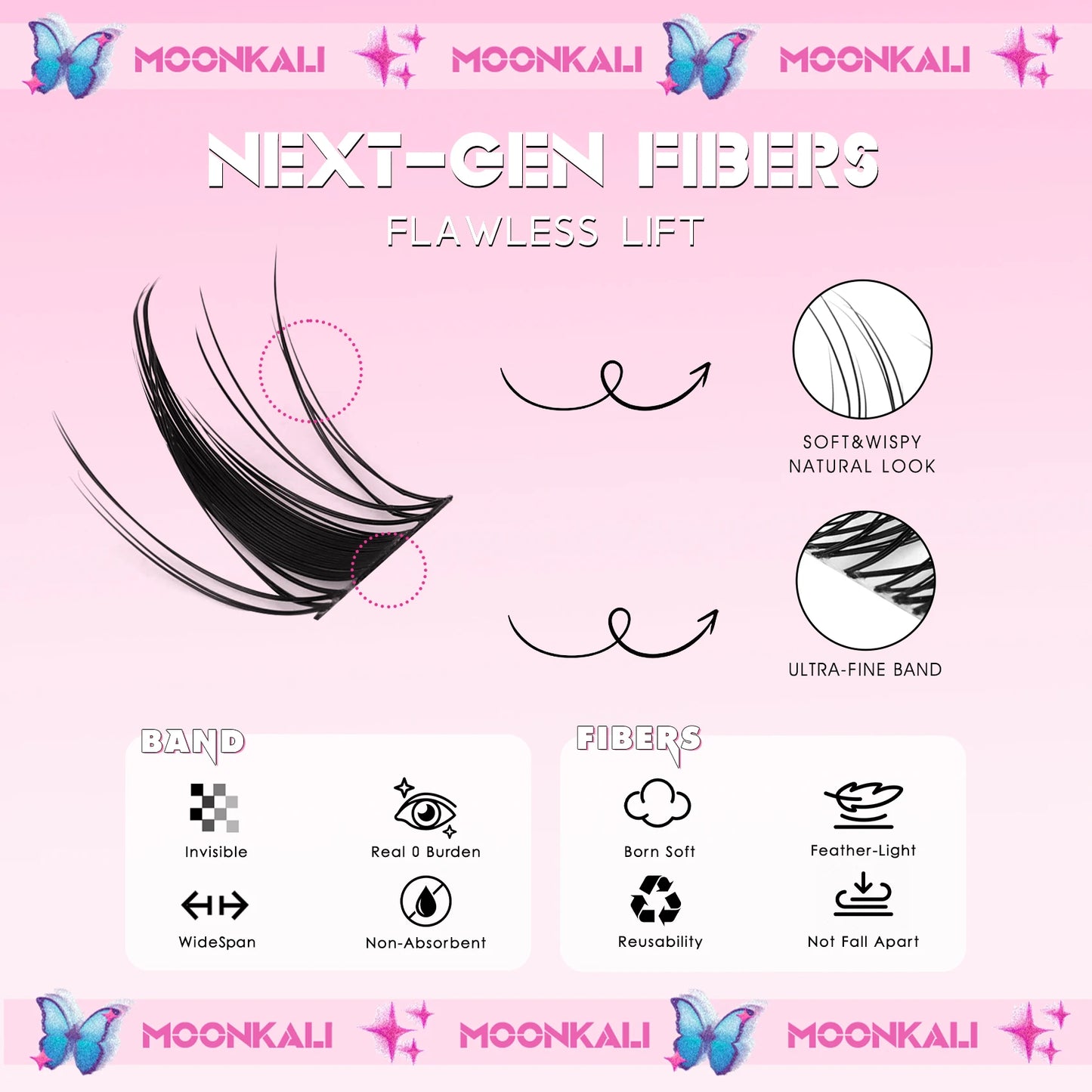 MOONKALI Fairy Lash Clusters – Wispy D-Curl Manga Lashes for a Natural Look