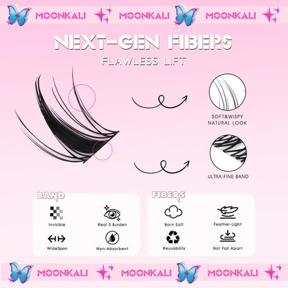 MOONKALI Fairy Lash Clusters – Wispy D-Curl Manga Lashes for a Natural Look