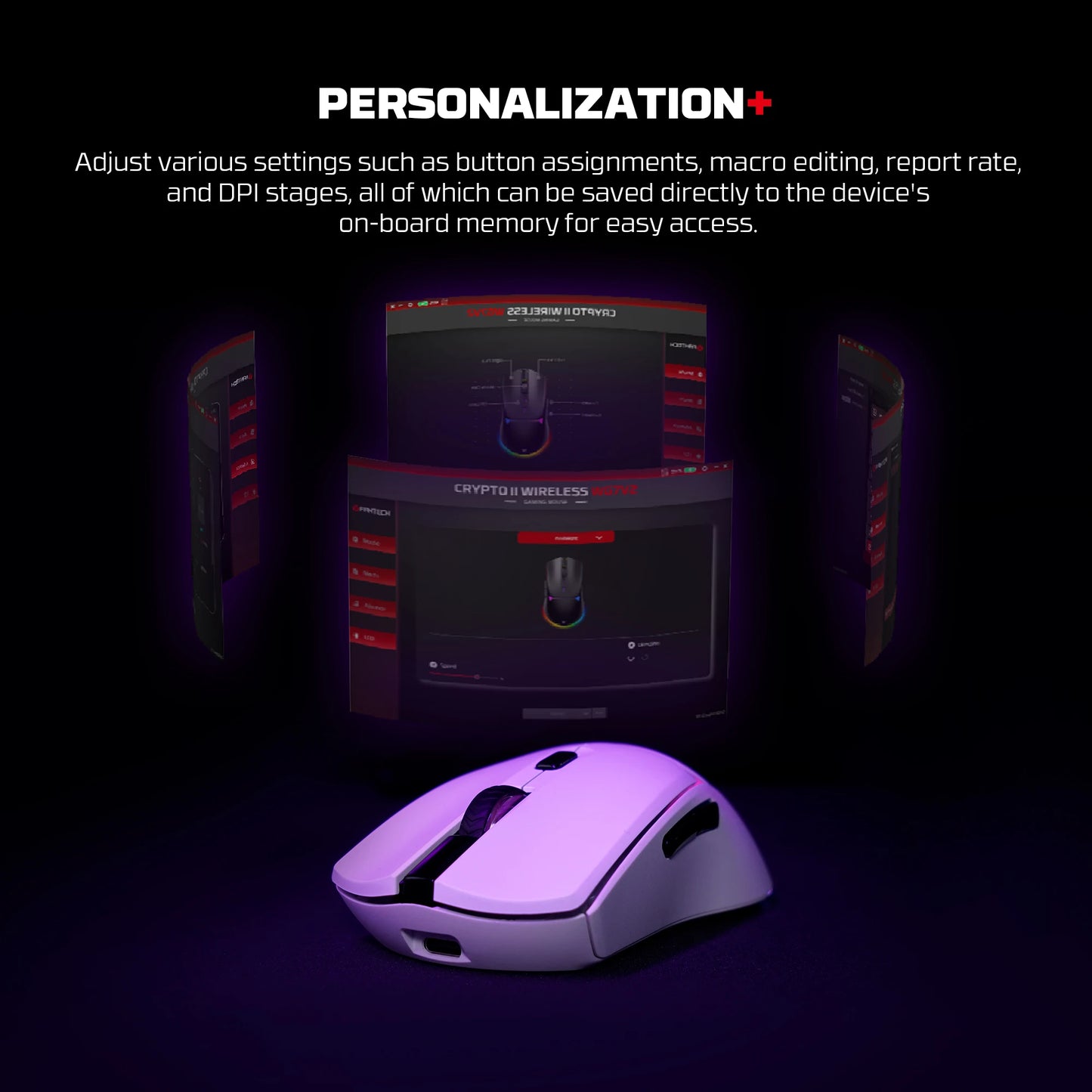 FANTECH CRYPOT II WG7v2 Wireless Gaming Mouse and Wired Mouse 12000DPI ARPG Anti-sweat coating Macro Mic for CSGO LOL