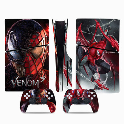 Marvel Spiderman Skin Sticker Decal Cover for PS5 Slim Playstation 5 Slim Disc Console Controllers Anti-Scratch Cover Protective