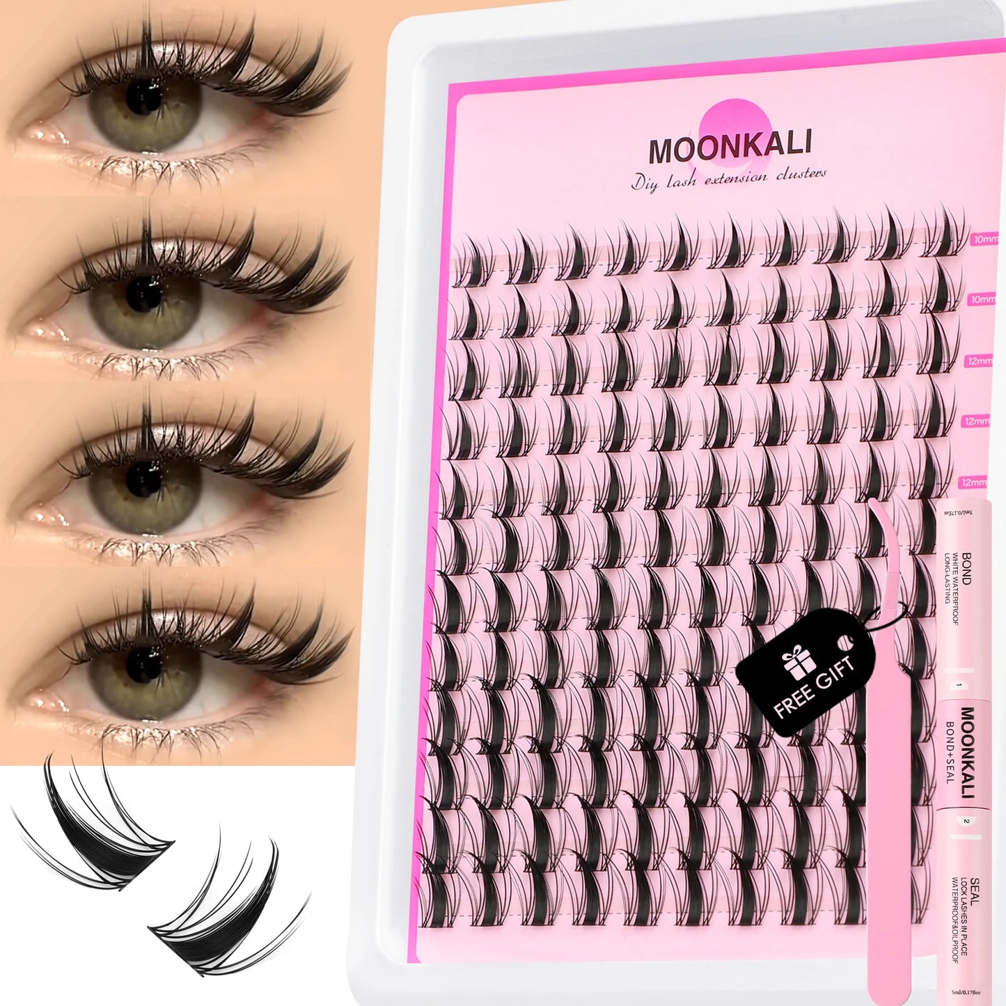 MOONKALI Fairy Lash Clusters – Wispy D-Curl Manga Lashes for a Natural Look