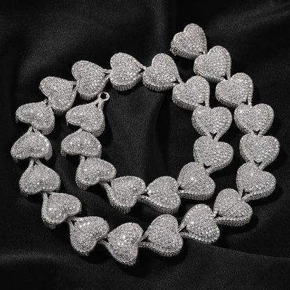 Uwin Heart Chain Necklaces For Women Full Pave Cubic Zirconia Iced Out Fashion Personalized Hiphop Jewelry Necklace Gifts
