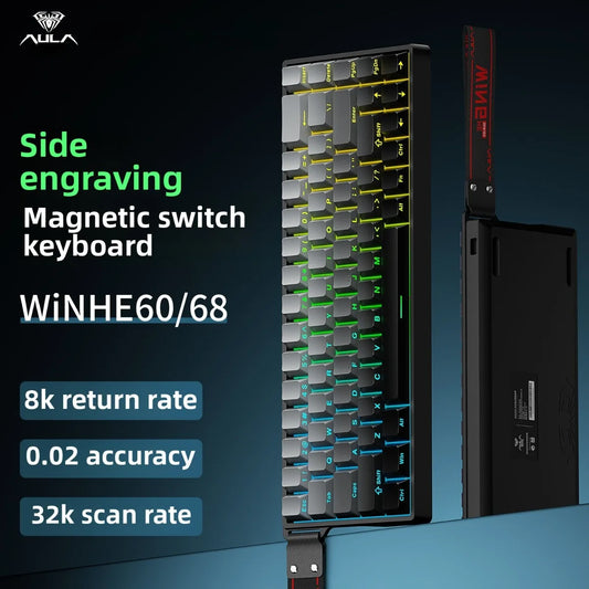 AULA WIN60/68HE Keyboard Magnetic Switch Wired Gaming Mechanical Keyboard RGB Gasket Structure Hot Swap Gaming Accessories
