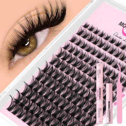 MOONKALI DIY Lash Extension Kit – Mixed Cluster Lashes (8–18mm) with Bond, Seal & Applicator