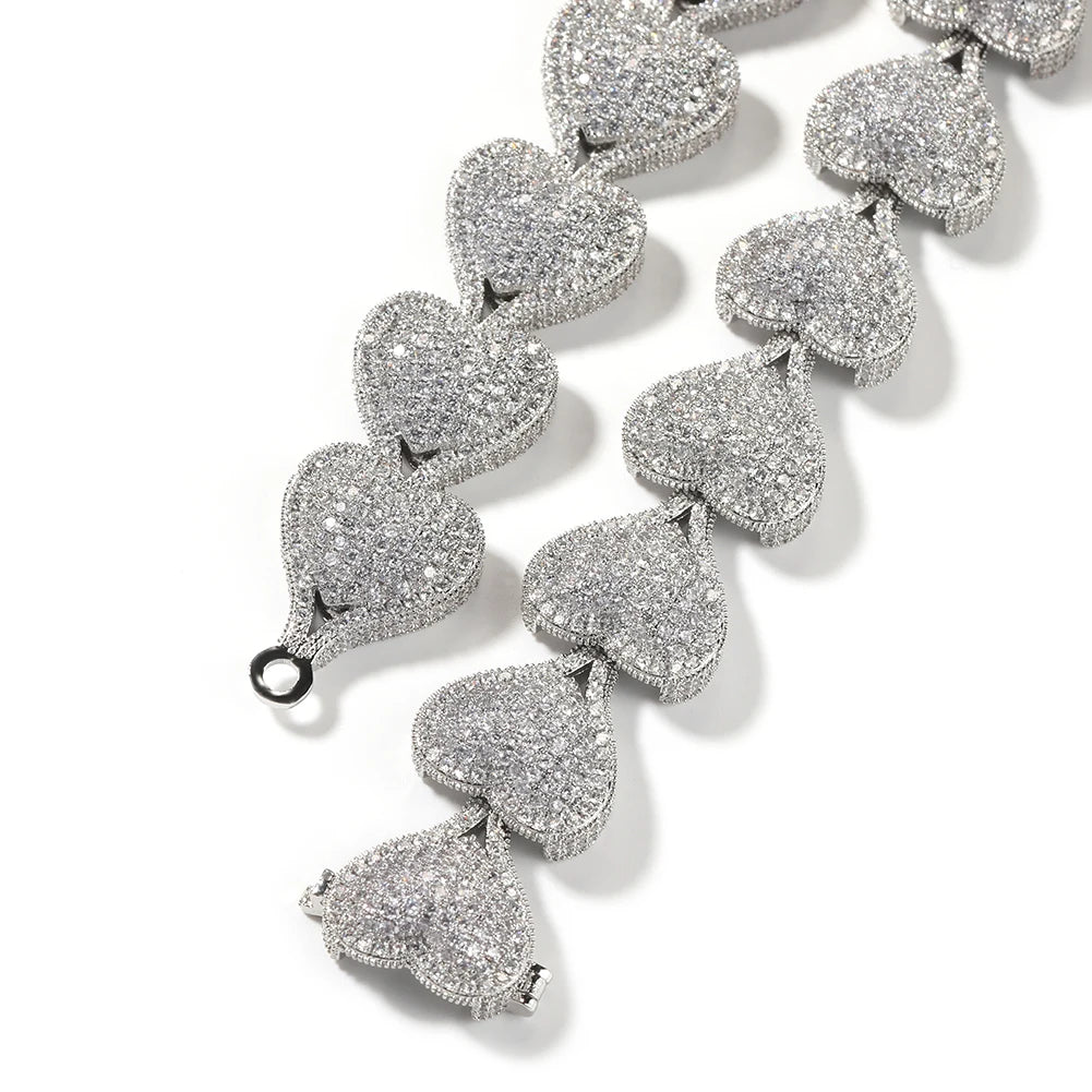 Uwin Heart Chain Necklaces For Women Full Pave Cubic Zirconia Iced Out Fashion Personalized Hiphop Jewelry Necklace Gifts