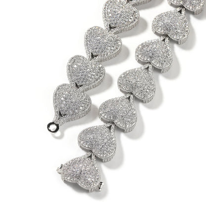 Uwin Heart Chain Necklaces For Women Full Pave Cubic Zirconia Iced Out Fashion Personalized Hiphop Jewelry Necklace Gifts
