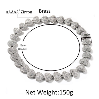 Uwin Heart Chain Necklaces For Women Full Pave Cubic Zirconia Iced Out Fashion Personalized Hiphop Jewelry Necklace Gifts