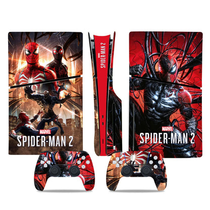 Marvel Spiderman Skin Sticker Decal Cover for PS5 Slim Playstation 5 Slim Disc Console Controllers Anti-Scratch Cover Protective