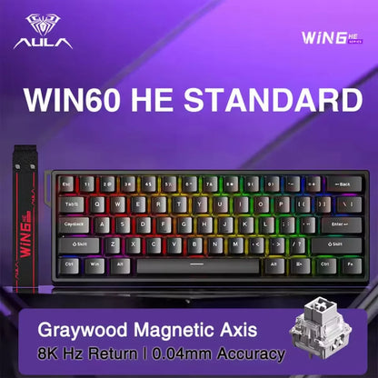 AULA WIN60/68HE Keyboard Magnetic Switch Wired Gaming Mechanical Keyboard RGB Gasket Structure Hot Swap Gaming Accessories