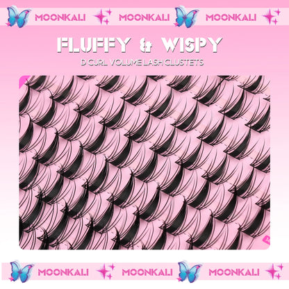 MOONKALI Fairy Lash Clusters – Wispy D-Curl Manga Lashes for a Natural Look