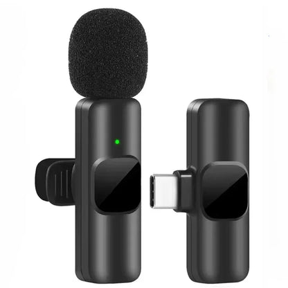 Basix 2.4G Wireless Lavalier Microphone Portable Audio Video Recording Mini Mic for iPhone Android Live Broadcast Gaming Phone
