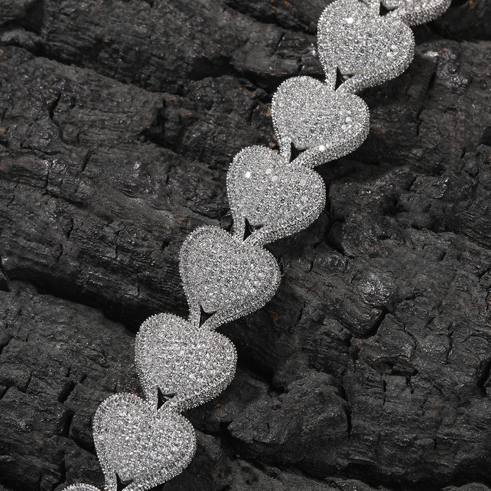 Uwin Heart Chain Necklaces For Women Full Pave Cubic Zirconia Iced Out Fashion Personalized Hiphop Jewelry Necklace Gifts