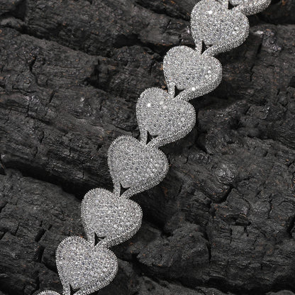 Uwin Heart Chain Necklaces For Women Full Pave Cubic Zirconia Iced Out Fashion Personalized Hiphop Jewelry Necklace Gifts