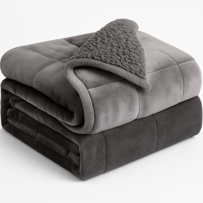 Weighted Blanket 15 lbs Queen Size 60x80 inches, Flannel Shaggy Sherpa Weighted Blanket for Adults Comfortable Weighted Blankets