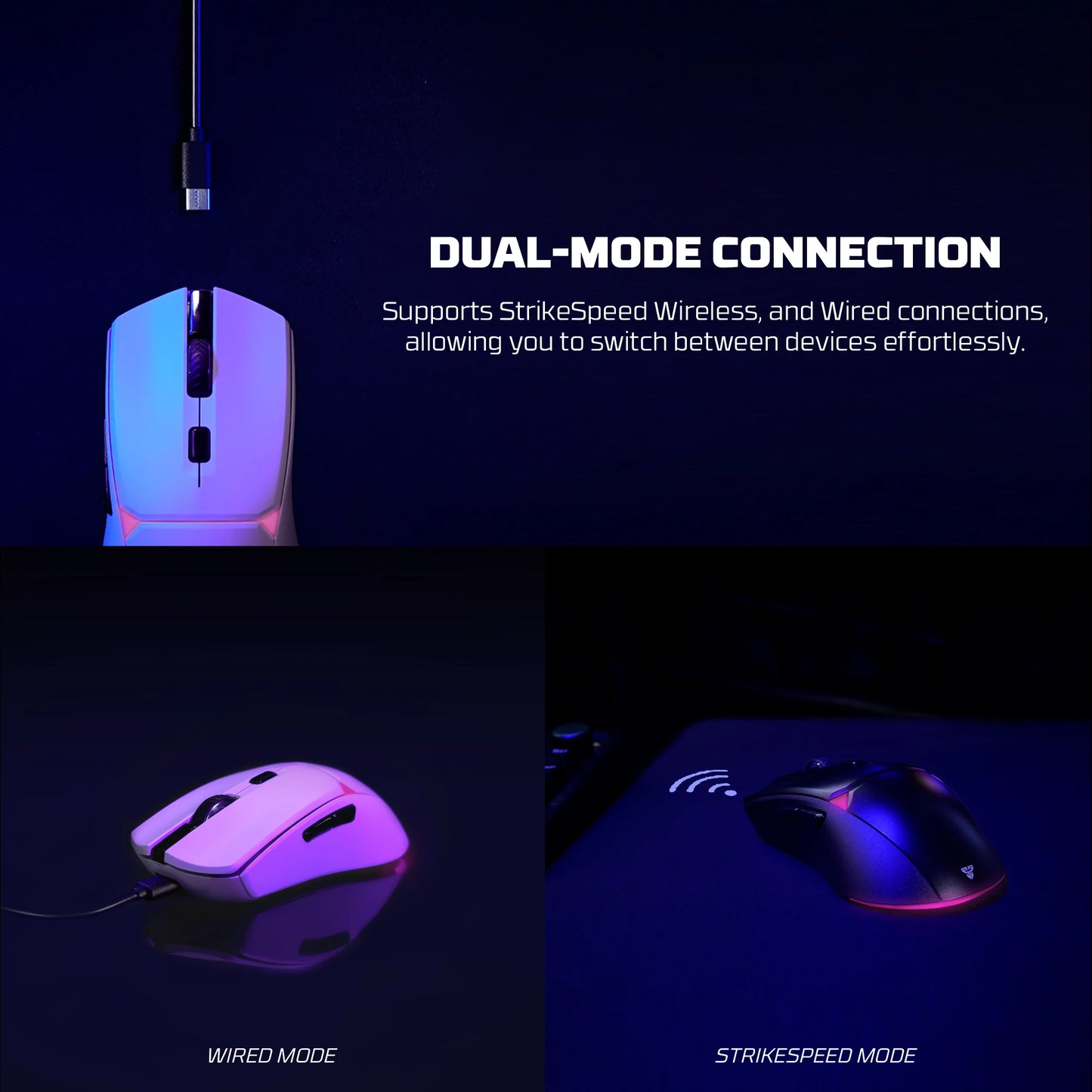 FANTECH CRYPOT II WG7v2 Wireless Gaming Mouse and Wired Mouse 12000DPI ARPG Anti-sweat coating Macro Mic for CSGO LOL