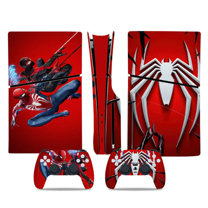 Marvel Spiderman Skin Sticker Decal Cover for PS5 Slim Playstation 5 Slim Disc Console Controllers Anti-Scratch Cover Protective