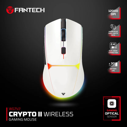 FANTECH CRYPOT II WG7v2 Wireless Gaming Mouse and Wired Mouse 12000DPI ARPG Anti-sweat coating Macro Mic for CSGO LOL