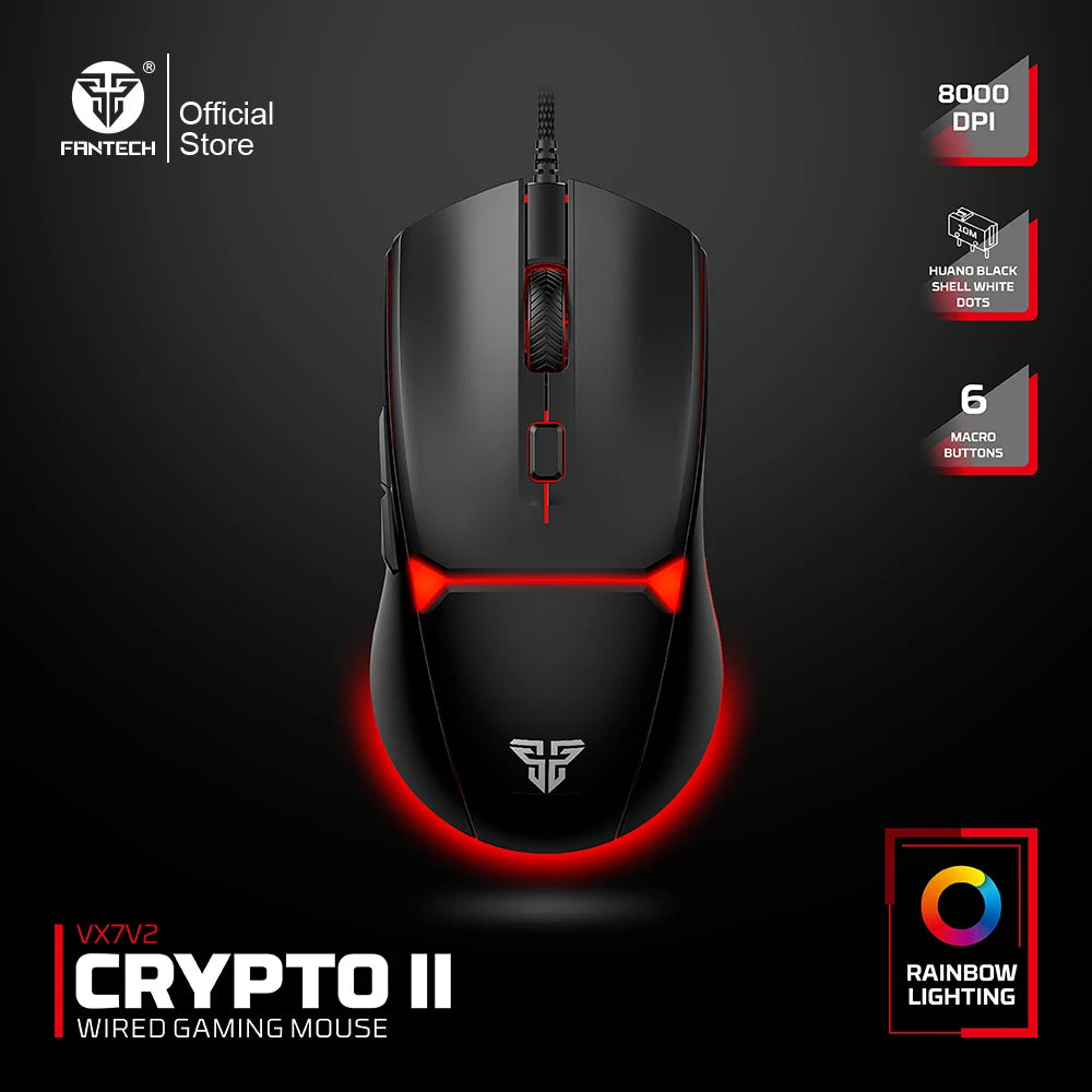 FANTECH CRYPOT II WG7v2 Wireless Gaming Mouse and Wired Mouse 12000DPI ARPG Anti-sweat coating Macro Mic for CSGO LOL