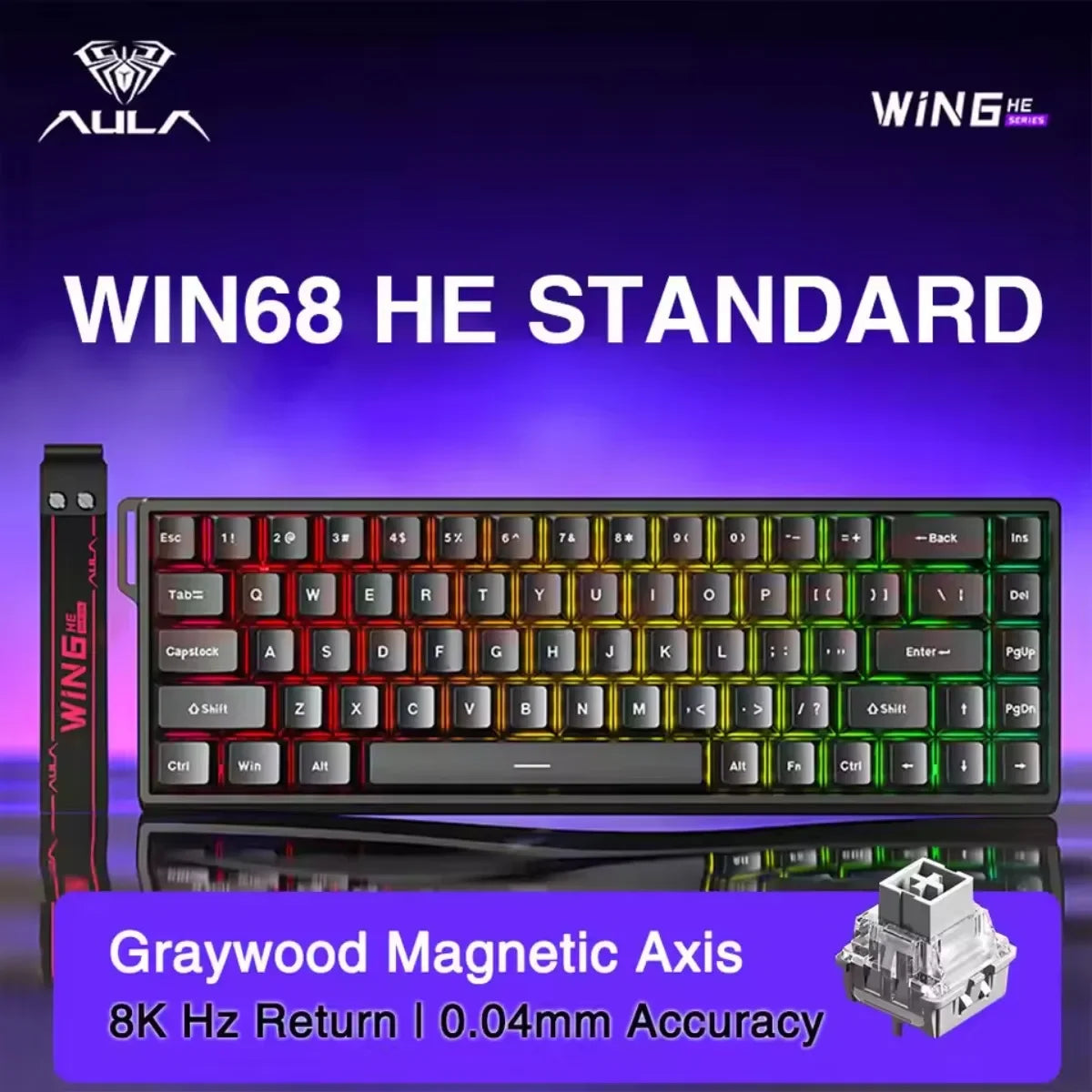 AULA WIN60/68HE Keyboard Magnetic Switch Wired Gaming Mechanical Keyboard RGB Gasket Structure Hot Swap Gaming Accessories