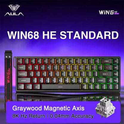 AULA WIN60/68HE Keyboard Magnetic Switch Wired Gaming Mechanical Keyboard RGB Gasket Structure Hot Swap Gaming Accessories